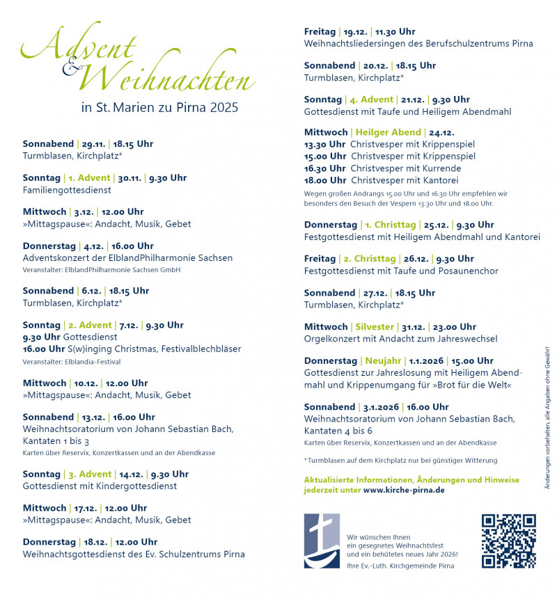 Veranstaltungen Advent und Weihnachten 2025